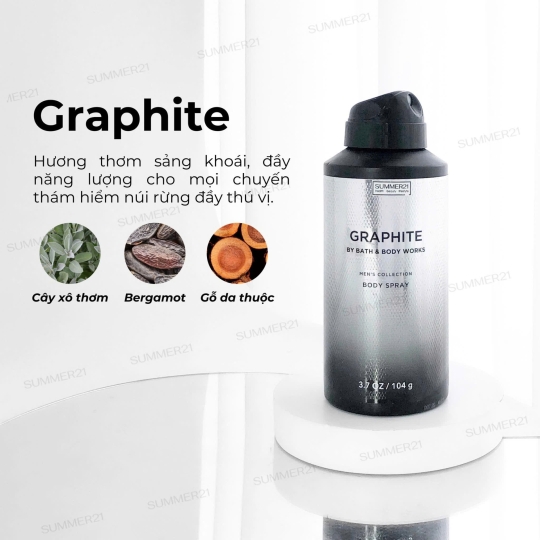 Xịt khử mùi toàn thân nam Graphite - Bath and Body Works 104g